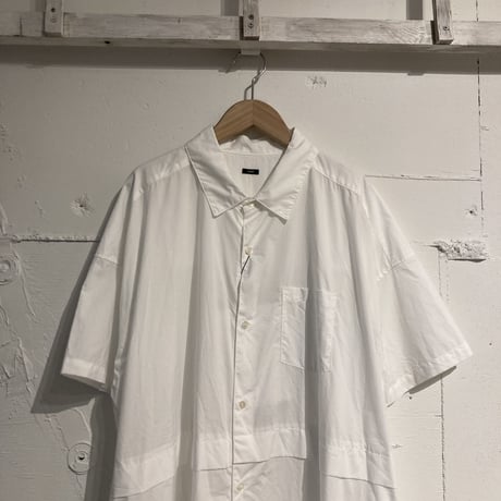 TISSU タイプライター ウエストタック切替ロングシャツ シロ