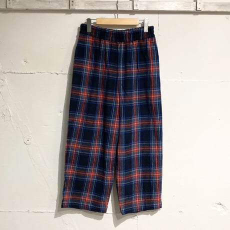 UNIVERSAL TISSU ネルチェック ギャザーパンツ ネイビーチェック