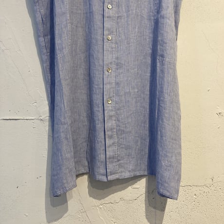 NATURAL LAUNDRY 先染めリネン ドルマンワンピース サックスストライプ