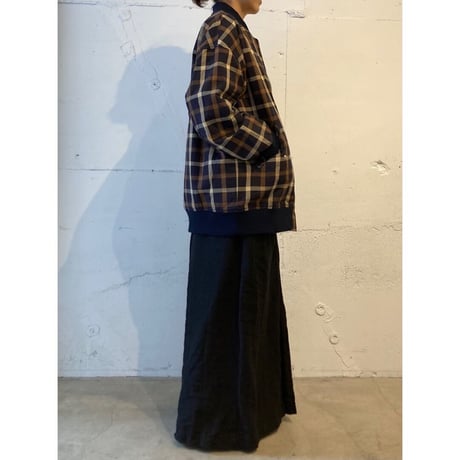 TISSU コットンツイル リブブルゾン ネイビーチェック size3