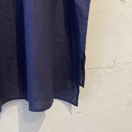 UNIVERSAL TISSU フレンチリネン シャツドレス ネイビー