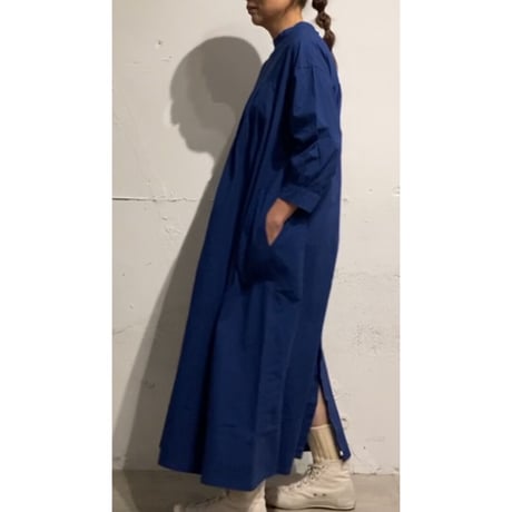NATURALLAUNDRY スモッグタックワンピース ブルー