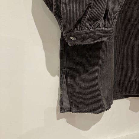 GALERIE TISSU リサイクルコーデュロイ ギャザーブラウス チャコール