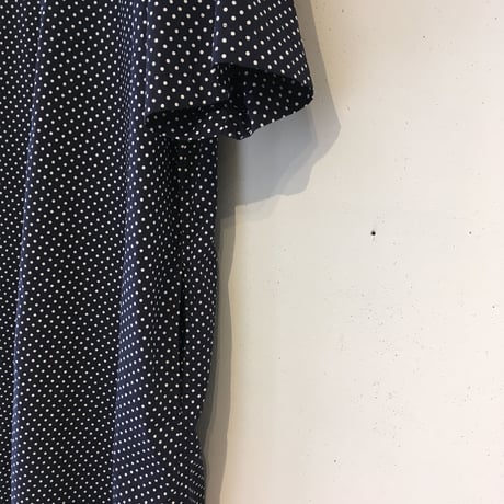 NATURAL LAUNDRY ブロード ロングシャツワンピース　ネイビー×白ドット