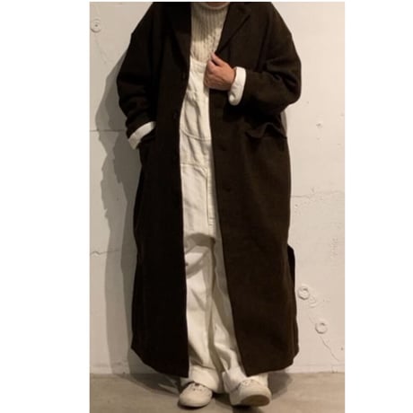 TISSU オリジナルウールへリンボン チェスターコート size3 ブラウンへリンボン