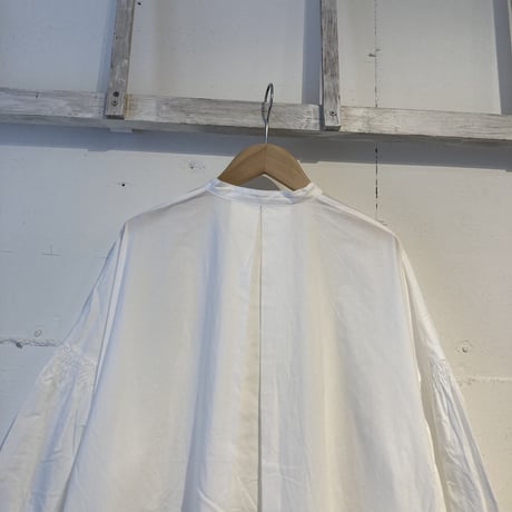 UNIVERSAL TISSU バンドカラーシャツワンピース シロ
