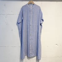 NATURAL LAUNDRY 先染めリネン ドルマンワンピース サックスストライプ