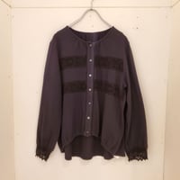 【BON VIEUX TEMPS】コットンコーマ天竺レースカーディガン　BLACK