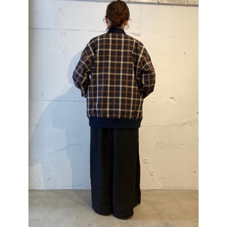 TISSU コットンツイル リブブルゾン ネイビーチェック size3