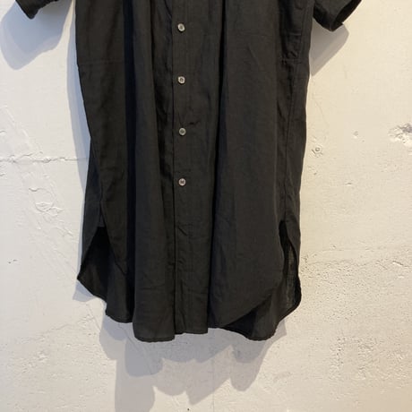 UNIVERSAL TISSU トリプルワッシャーリネン ギャザードレス クロ