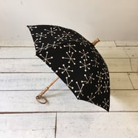 SUR MER 日傘　綿麻キャンバス 結晶柄　ブラック（綿 80% 麻20％）晴雨兼用