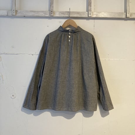 grin モノトーンチェック ハイカラープルオーバー チドリ
