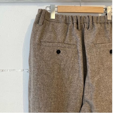 TISSU オリジナルウールへリンボン タックパンツ size3 ベージュへリンボン