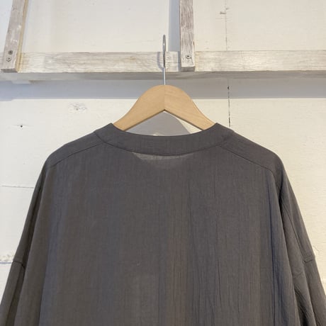 GALERIE TISSU オーガニックジョーゼット パネルワンピース チャコール