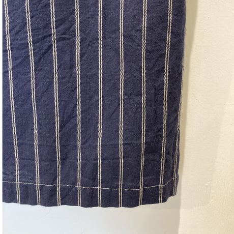 NATURAL LAUNDRY パネル シャーリングスカート グレー×ブルー