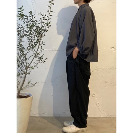 GALERIE TISSU オーガニックジョーゼット ドルマンブラウス チャコール