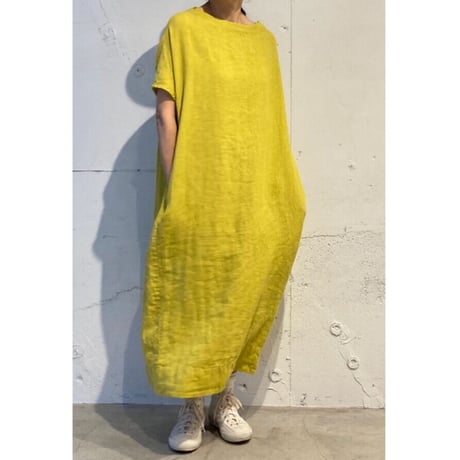 grin リネンサックワンピース イエロー