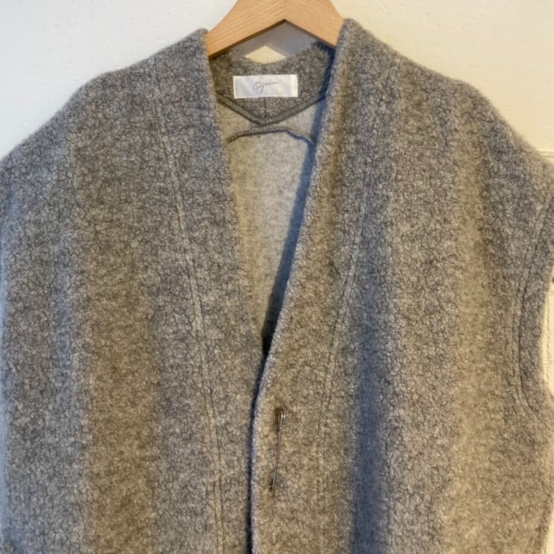 grin シープパイルボアロングベスト TOPグレー(ピン付き) | un