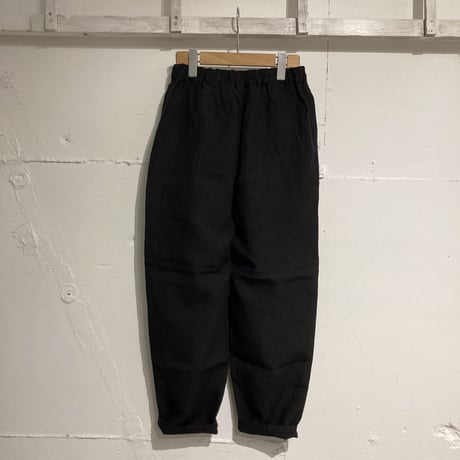 TISSU トリプルワッシャーリネン イージーテーパードパンツ size1 クロ