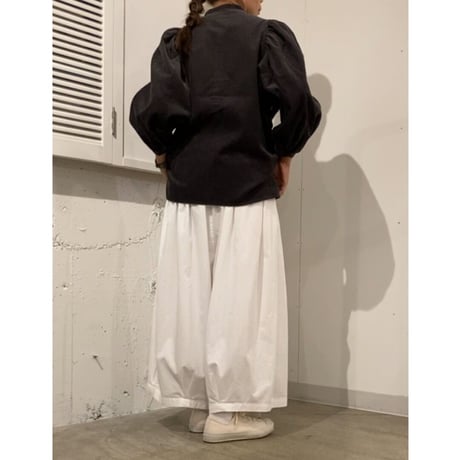 GALERIE TISSU リサイクルコーデュロイ ギャザーブラウス チャコール