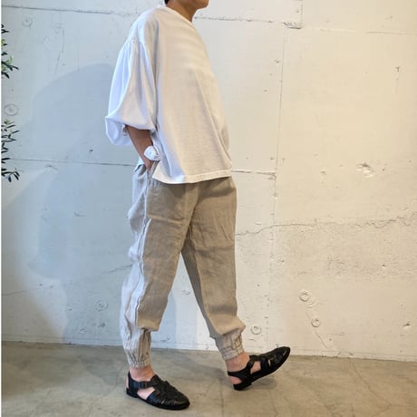 UNIVERSAL SEVEN トリプルワッシャーリネン ジョガーパンツ スモーキーブルー