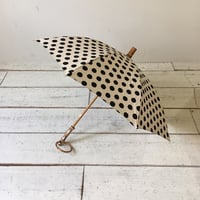 SUR MER 日傘　綿麻キャンバス 水玉（小）プリント（綿80％ 麻20％） 晴雨兼用