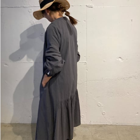 GALERIE TISSU オーガニックジョーゼット パネルワンピース シロ