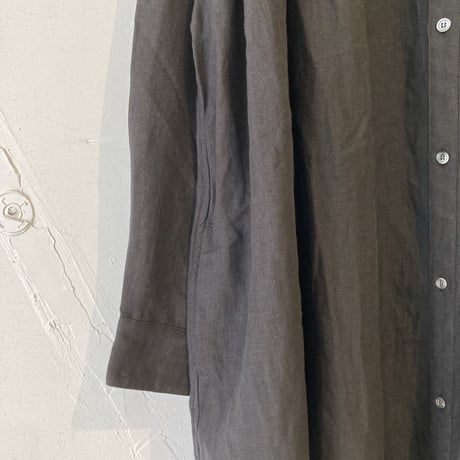 UNIVERSAL TISSU トリプルワッシャーリネン ギャザーチュニック クロ