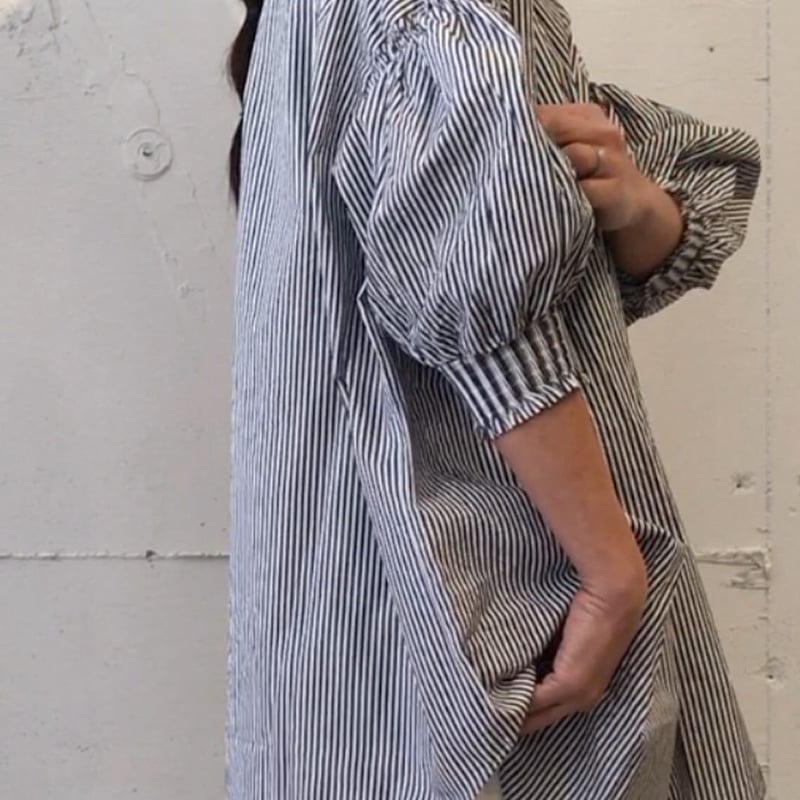 UNIVERSAL TISSU トリプルシャーリング バンドカラーブラウス シロ