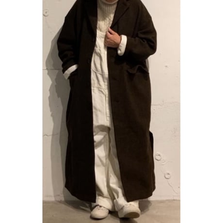 TISSU オリジナルウールへリンボン チェスターコート size3 クロへリンボン