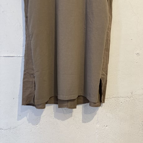 UNIVERSAL SEVEN USAコットン リネンコンボロングワンピース グレージュ