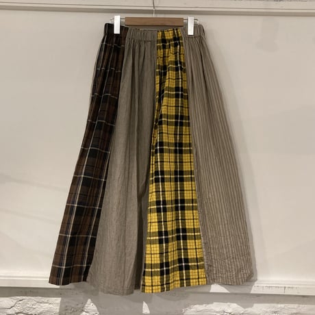 NATURAL LAUNDRY パネル シャーリングスカート ブラウン