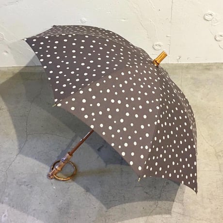SUR MER 日傘　綿麻シーチング　水玉プリント　グレー （綿55％、麻45％）晴雨兼用