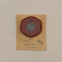 【fullno】ビーズブローチ　アカ×アオ