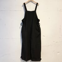 TISSU トリプルワッシャーリネンサイドギャザーサロペット size3 クロ