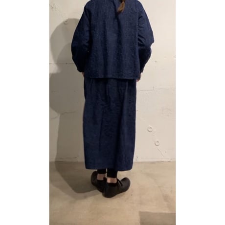 grin ｋｏｅｄａ刺繍ピンタックシャツ ネイビー