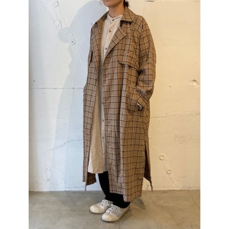 TISSU 先染めチェック ハイデンシティ エフォートレストレンチ size3　ベージュグレンチェック