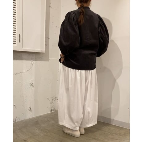 GALERIE TISSU リサイクルコーデュロイ ギャザーブラウス カーキ