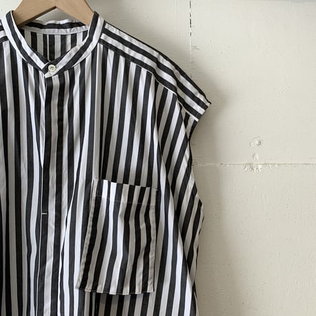 UNIVERSAL TISSU スリーブレスロングシャツ クロワイドストライプ