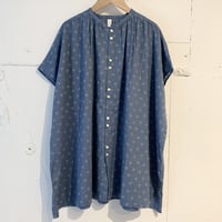 NATURAL LAUNDRY フラワーワイドチュニック シェイドブルー