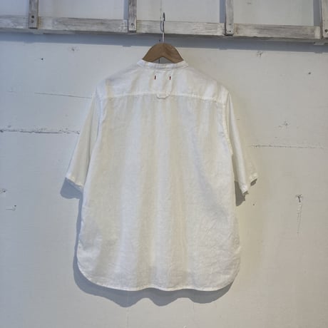 NATURAL LAUNDRY シャンブレー半袖ファーマーシャツ オフ