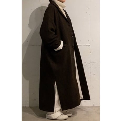 TISSU オリジナルウールへリンボン チェスターコート size3 クロへリンボン