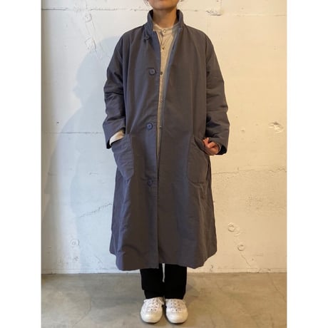 grin CLシーチング中綿ロングコート スチールグレー