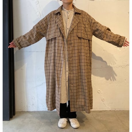 TISSU 先染めチェック ハイデンシティ エフォートレストレンチ size3　ベージュグレンチェック
