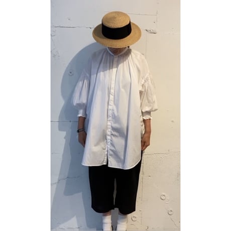 NIVERSAL TISSU トリプルシャーリング バンドカラーブラウス　シロ