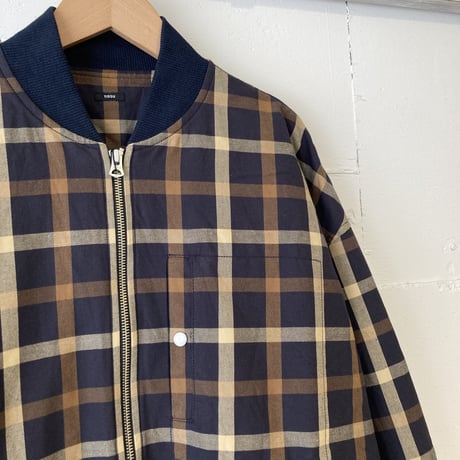 TISSU コットンツイル リブブルゾン ネイビーチェック size3