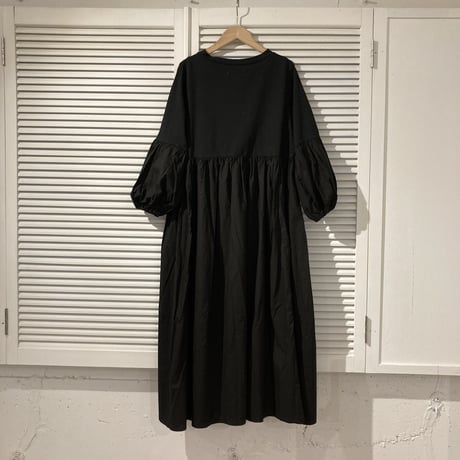 UNIVERSAL SEVEN USAコットン ギャザーワンピース ブラック