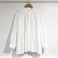 grin ソフトガーゼ起毛 三角タックシャツ オフ白