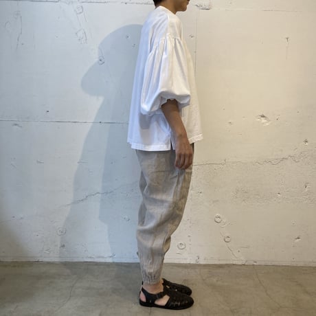 UNIVERSAL SEVEN トリプルワッシャーリネン ジョガーパンツ スモーキーブルー