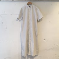 NATURAL LAUNDRY ブロード ロングシャツワンピース オフ×黒ドット